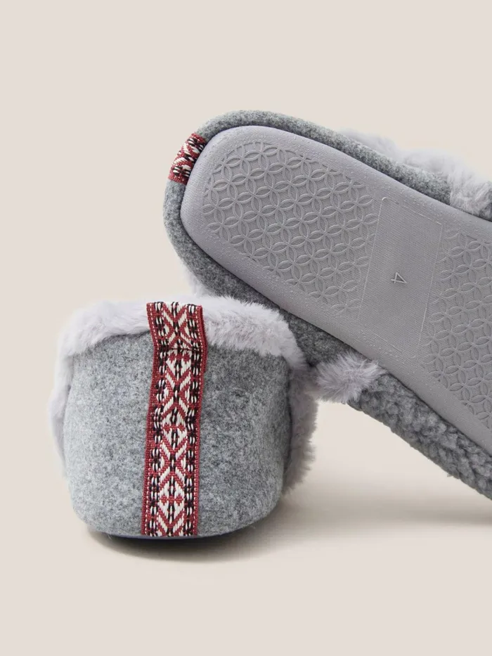 Women White Stuff Pyjamas And Nightwear Reya Closed Back Slipper Mid Grey Women White Stuff Pyjamas And Nightwear Reya Closed Back Slipper Mid Grey