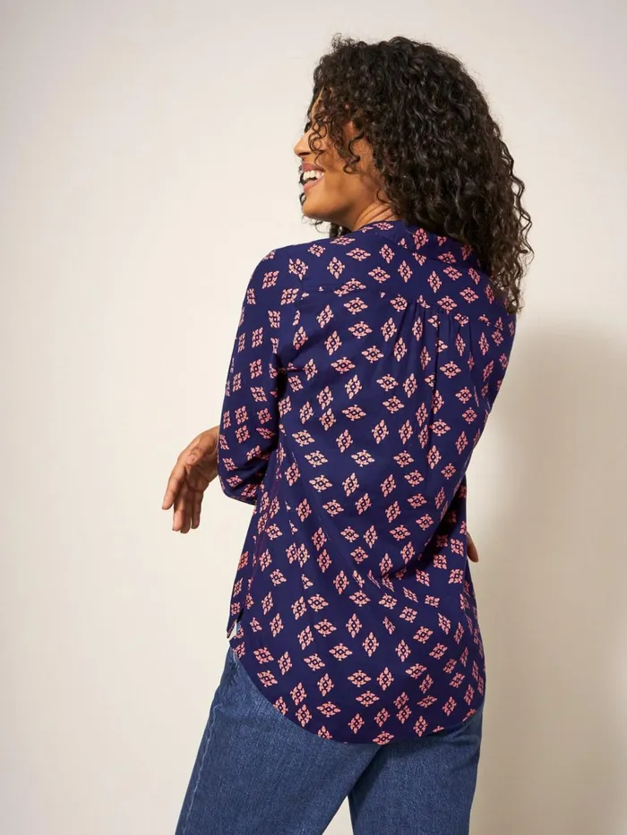 Women White Stuff Shirts Blouses And Tunics Sophie Cotton Shirt Navy Print Women White Stuff Shirts Blouses And Tunics Sophie Cotton Shirt Navy Print