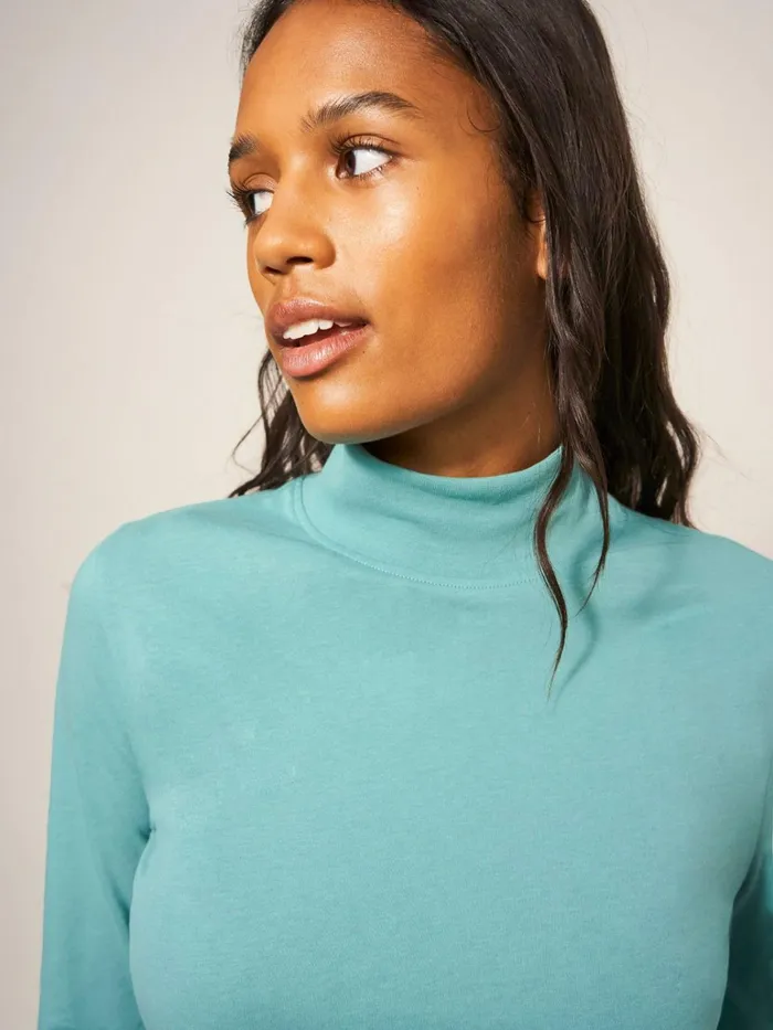 Women White Stuff Tops And Tshirts CAMILE HIGH NECK TEE Light Teal Women White Stuff Tops And Tshirts CAMILE HIGH NECK TEE Light Teal