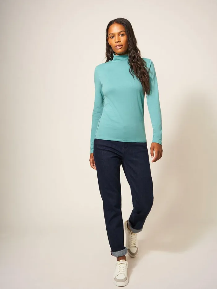 Women White Stuff Tops And Tshirts CAMILE HIGH NECK TEE Light Teal Women White Stuff Tops And Tshirts CAMILE HIGH NECK TEE Light Teal