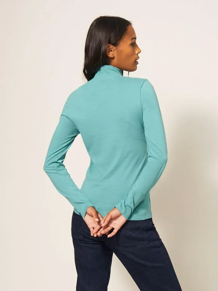 Women White Stuff Tops And Tshirts CAMILE HIGH NECK TEE Light Teal Women White Stuff Tops And Tshirts CAMILE HIGH NECK TEE Light Teal