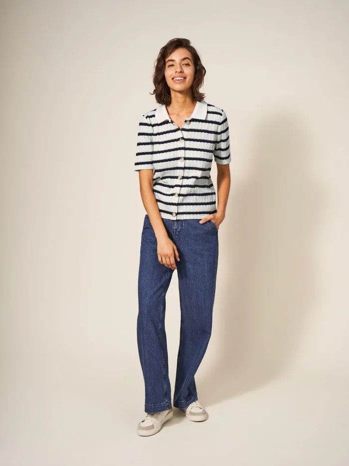 Women White Stuff Tops And Tshirts STRIPE COLLAR TOP Black Multi Women White Stuff Tops And Tshirts STRIPE COLLAR TOP Black Multi