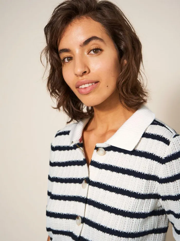 Women White Stuff Tops And Tshirts STRIPE COLLAR TOP Black Multi Women White Stuff Tops And Tshirts STRIPE COLLAR TOP Black Multi
