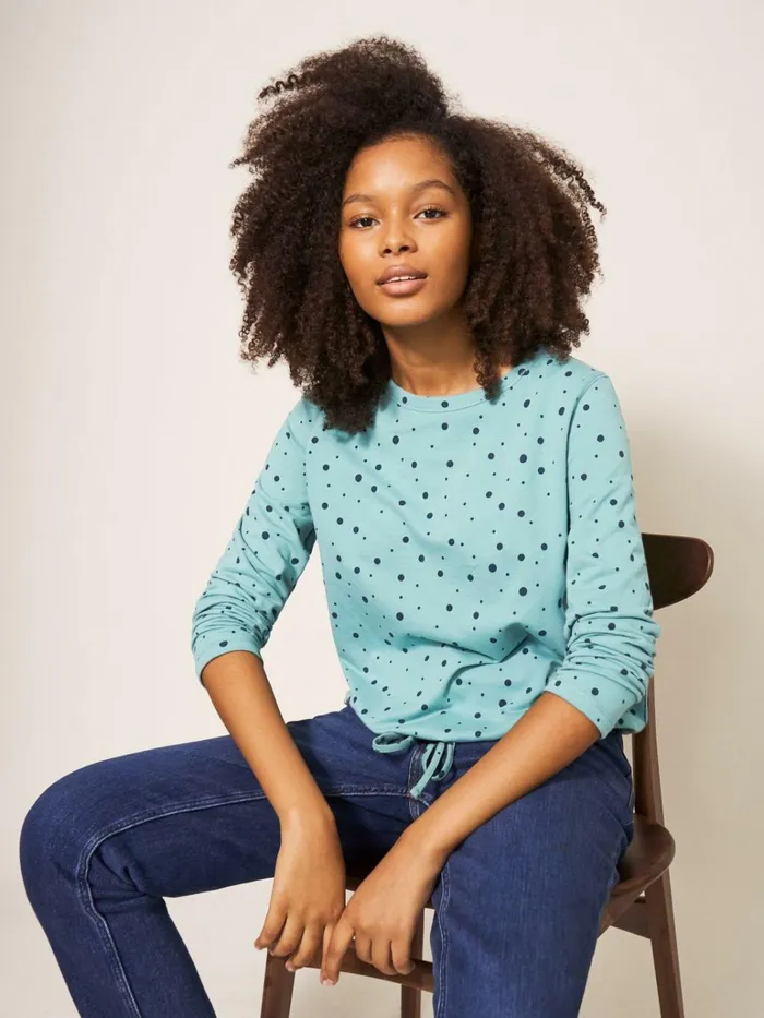 Women White Stuff Tops And Tshirts TARA TIE HEM TOP Teal Multi