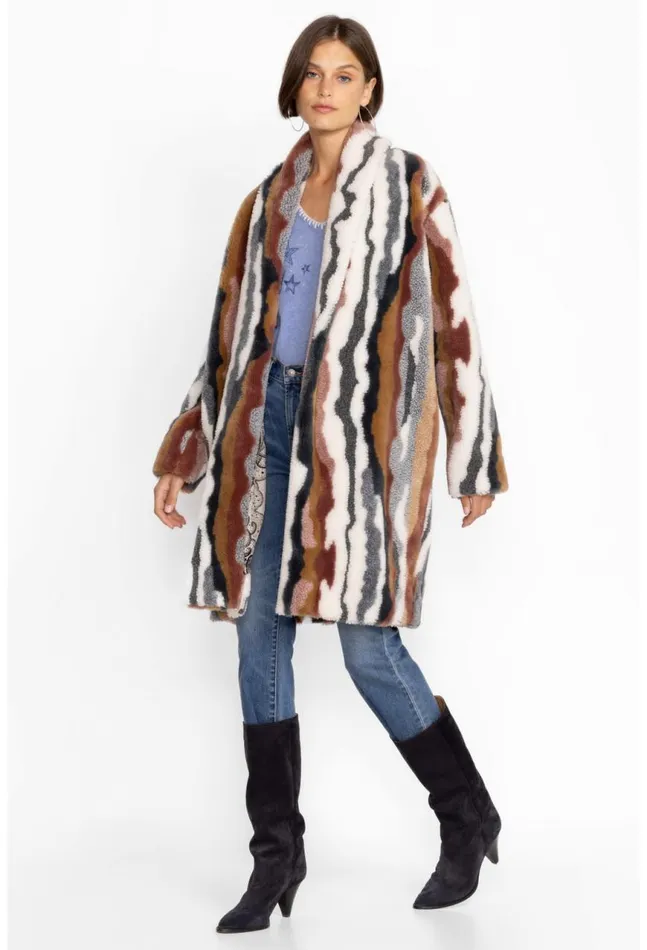 Women Ziggy Faux Fur Coat Multi Johnny Was Outerwear