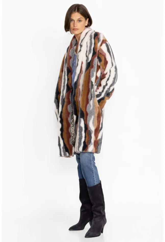 Women Ziggy Faux Fur Coat Multi Johnny Was Outerwear
