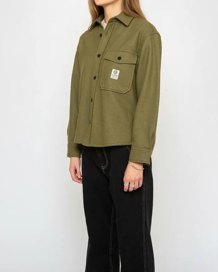 Womens Deus Ex Machina Shirts CPO Wool Shirt 8211 Olive Drab Olive Drab Womens Deus Ex Machina Shirts CPO Wool Shirt 8211 Olive Drab Olive Drab