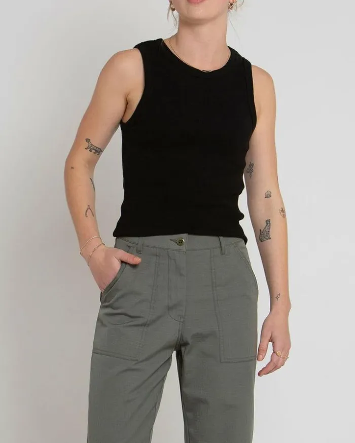 Womens Deus Ex Machina Tees Military Tank 8211 Anthracite Anthracite