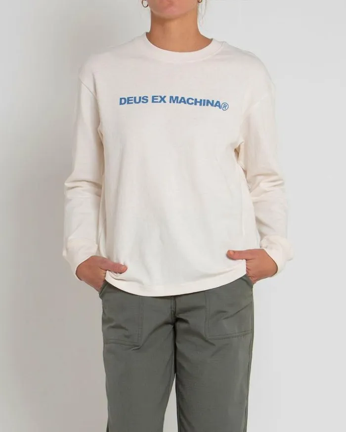 Womens Deus Ex Machina Tees Namesake Long Sleeve Tee 8211 White Sand White Sand Womens Deus Ex Machina Tees Namesake Long Sleeve Tee 8211 White Sand White Sand