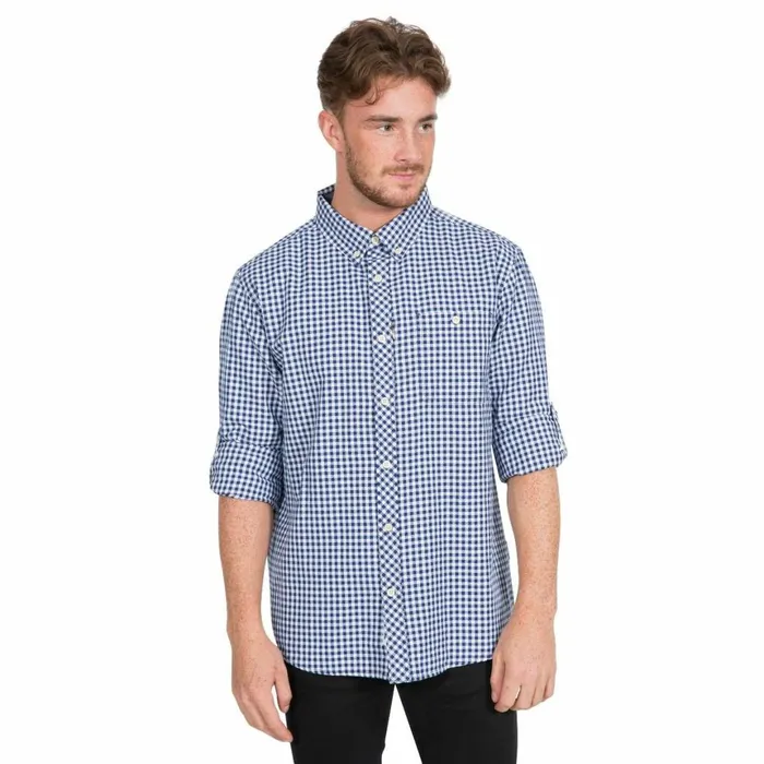 Yafforth Cotton Shirt Blue Check Men Trespass Shirts