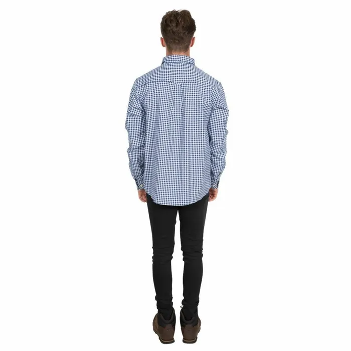 Yafforth Cotton Shirt Blue Check Men Trespass Shirts