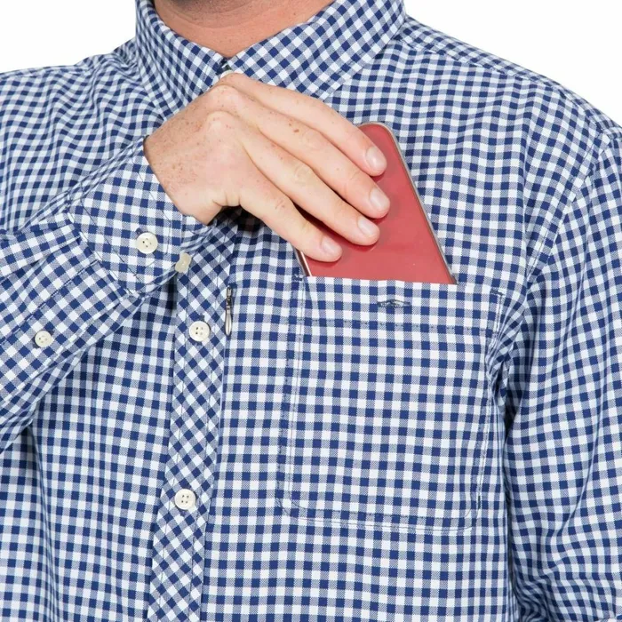Yafforth Cotton Shirt Blue Check Men Trespass Shirts