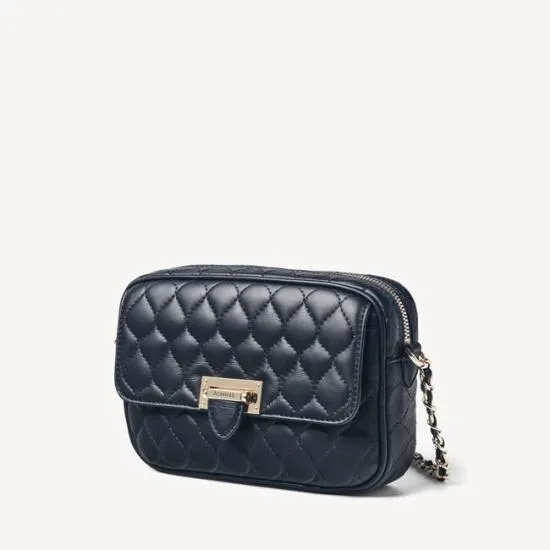 Zip Top Lottie Bag Navy Nappa Women Aspinal Of London Shoulder